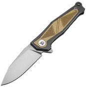 DTK1339Y Couteau Pliant Dreamtech Framelock Ti | Lame Drop Point Acier M390 Satin | Manche Titanium & Zirconium Gold - Livraison Gratuite