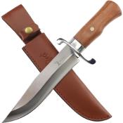 ER1003 Couteau Fixe Elk Ridge Bowie 1003 Lame Acier 3Cr13 Manche Bois Brun Étui Cuir - Livraison Gratuite