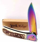  ERA2022RB Elk Ridge A/O | Lame Acier 3Cr13MoV Spectrum | Manche Imitation Bois de Cerf | Liner Lock - Livraison Gratuite