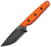 HXOD354D — Couteau HX Outdoors Maverick Étui Kydex Lame Acier Sandvik 14C28N Drop Point DLC Noir Manche G10 Orange - Livraison Gratuite