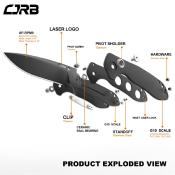 J1920BBK Couteau CJRB Scoria Black G10 Lame Acier AR-RPM9 IKBS - Livraison Gratuite