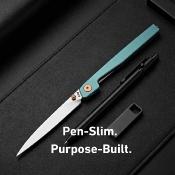 J1965BU CJRB Lanky Blue - Lame Acier AR-RPM9 Manche Aluminium Linerlock Roulements - Livraison Gratuite