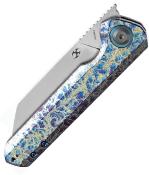 K1028A5 — Couteau Kansept Bulldozer Lame Acier CPM-20CV Stonewash Drop Point Manche Titane Finition Lightning Strike  Frame Lock Clip Livraison Gratuite