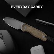 KI1094A1 Couteau Kizer Drop Bear Lame Drop Point Acier 14C28NL Manche Micarta Brown Etui Kydex - Livraison Gratuite