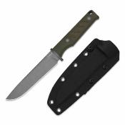 KI1096A2 Kizer Camp 180 - Couteau Fixe Outdoor Lame Drop Point Acier AEB-L Manche G10 Green Étui Kydex - Livraison Gratuite
