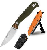 KI1097A1 Couteau Kizer Evenki 1 1097A1 - Lame Drop Point Acier AEB-L - Manche G10 Vert & Orange - Housse Kydex - Livraison Gratuite
