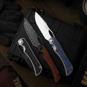 KI4763LDA3 Kizer Allure – Couteau pliant Liner Lock Lame Acier Damas Manche Black Titanium & Panama Rosewood - Livraison Gratuite