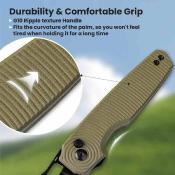 KIV3640A2 Couteau Kizer Dogfish | Lame Drop Point Acier Nitro-V Manche G10 Vert Olive  Button Lock - Livraison Gratuite