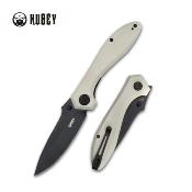 KUB314D  Kubey Ruckus – Couteau Liner Lock | Lame Drop Point AUS-10 BLK | Manche G10 Ivory | Bearing - Livraison Gratuite