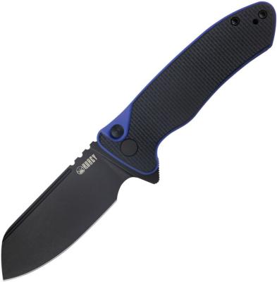 KUB336D Couteau Kubey Creon Blk/Blue Lame Acier AUS-10 Button LOck IKBS - Livraison Gratuite