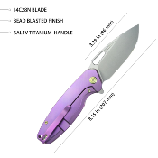 KUB360C Kubey Tityus Purple – Couteau Pliant Frame Lock | Lame Drop Point Bead Blasted 14C28N | Manche Titane  - Livraison Gratuite
