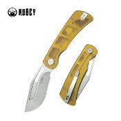 KUB397C Couteau Kubey Gurkha Drop Point Lame Acier 14C28N Manche Ultem Yellow Liner Lock - Livraison Gratuite