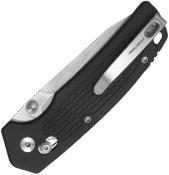 KUB465A Couteau Kubey Freki | Lame Acier 14C28N Satin Drop Point | Manche G10 Black | Crossbar Lock | Livraison Gratuite