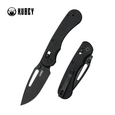 KUB504E Couteau KUBEY Stalker Lame Acier D2 Blackwash Manche G10 Noir Crossbar Lock - Livraison Gratuite