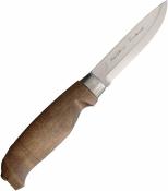 MN127025 Marttiini Lumberjack - Couteau Fixe Lame Acier Carbone Drop Point Manche Bois Étui Cuir Finland - Livraison Gratuite