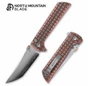 NMB2406CO North Mountain CHOP2 2406-CU – Couteau Pliant Lame Tanto Acier San Mai Manche Cuivre Button Lock Roulements  – Livraison Gratuite