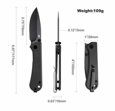 NUKS131008 Couteau NUKNIVES Kumpanter Lame Acier D2 Manche G10 noir Liner Lock Ball Bearing - Livraison Gratuite