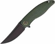 PFKP06GRMDW Couteau Petrified Fish Simum | Lame Trailing Point Acier K110 D2 | Manche Green Micarta Linerlock - Livraison Gratuite
