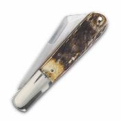 QGSH180 Couteau Queen Large Sheepsfoot Barlow Lame Acier 1095 Manche Bois de Cerf Slip Joint USA - Livraison Gratuite