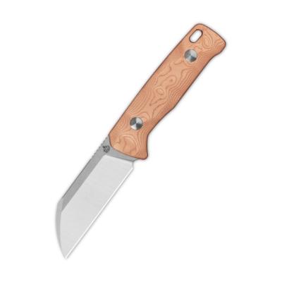 QS130BPC1 Couteau Fixe QSP Baby Penguin Lame Acier 14C28N Manche G10 Cuivre Étui Cuir - Livraison Gratuite