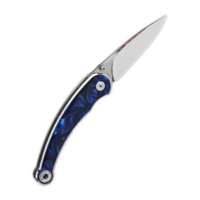 QS161E Couteau QSP Dolphin Clip Point Lame Acier 14C28N Manche Blue Resin Liner Lock Bearing  - Livraison Gratuite