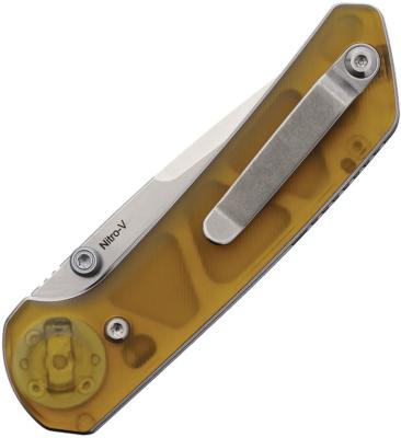 REA177 — Couteau Reate Knives PL-XT Lame Acier Nitro-V Drop Point Stonewash Manche Ultem Pivot Lock - Livraison Gratuite