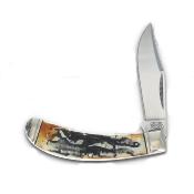 RR2425 Couteau Rough Ryder Cinnamon Bone Stag Lame Acier Carbone Slip Joint - Livraison Gratuite