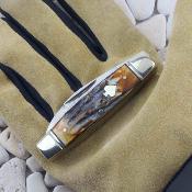 RR2530 – Couteau Rough Ryder Senator – Lame acier damas spear & wharncliffe Manche Os cannelle Slip joint – Livraison Gratuite