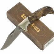 RR518 Rough Rider Finger Grooved Lockback – Couteau pliant lame  acier 440 Clip Point manche bois verrouillage lockback – Livraison Gratuite