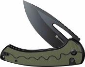 S24082A2 Couteau SENCUT Squiggy Lame Acier 9Cr18MoV Manche en G-10 Noir/Vert Pivot Button Lock - Livraison Gratuite