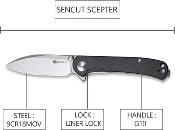 SA03B Couteau SENCUT Scepter Black G10 Lame Acier 9Cr18MOB - Livraison Gratuite