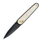 SRM251MBGT2 SRM Twin 251MB-GT2 – Couteau Pliant Ambi Lock, Lame Dagger N690 Ti-Coat, Manche G10 Blanc - Livraison Gratuite