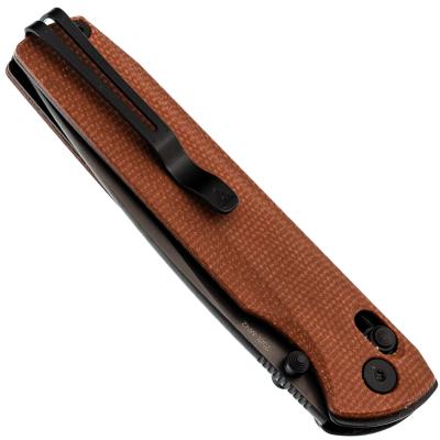 SRM258LMN2 Couteau SRM Terrier 258L-MN2 Lame Acier Laminé 140Cr Manche Micarta Brown Ambi Lock - Livraison Gratuite