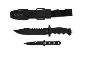 Lot de 3 STT221189BKPB Set de 2 Couteaux S-TEC Tactical Lame Acier 440 Bowie + Couteau de Lancer Etui - Livraison Gratuite