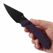 T1034F10 Couteau Tenable Fenrir | Lame Sparrow Steel 14C28N Blackwashed | Button Lock & Manche Purple G10 - Livraison Gratuite