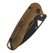 T1054A7 Tenable Bombur - Couteau Pliant Lame Acier D2 Black Manche Ultem Ambre Liner Lock - Livraison Gratuite