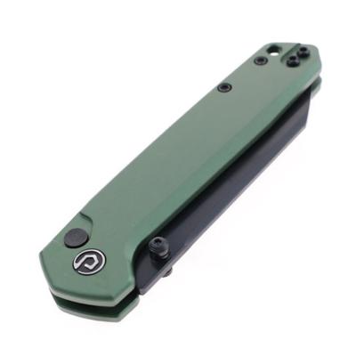 TD015OD Couteau Defcon Tier 2 Sheepfoot Sandvik 14C28N Lame Noire Manche Aluminium Olive Sécurité Button Lock - Livraison Gratuite
