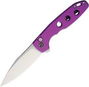 TD016PP Couteau Defcon Ghost Purple Lame Sheepfoot Sandvik 14C28N Manche Alu Sécurité Button Lock - Livraison Gratuite