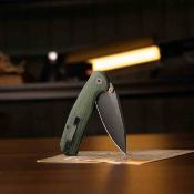 TVJM12GM14 — Couteau Trivisa Hornet Pro-GM Lame Acier 14C28N Drop Point Black Stonewash Manche Micarta Button Liner Lock - Livraison Gratuite