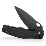 TVTY20BM14 — Couteau Trivisa Corvus Button Lock Lame Acier 14C28N Drop Point Noir Manche Micarta Noir - Livraison Gratuite