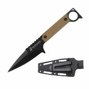 USMFIX3005TN Couteau Tactical fixe USMC  | Lame Spear Point  Acier 3Cr13 Manche Tan Étui ABS - Livraison Gratuite