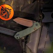 VOSA2929  Couteau Vosteed Raccoon 2.0 | Lame Modified Sheepsfoot Acier 14C28N | Manche Green G10 Button Lock - Livraison Gratuite