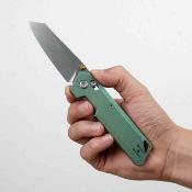VOSA3519 Couteau Vosteed Parallel | Lame Reverse Tanto Acier 154CM | Manche Titanium Green Crossbar Lock - Livraison Gratuite