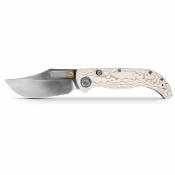 VOSA3906 Vosteed Naga – Couteau pliant lame acier S35VN clip point, manche Bamboo Micarta Ivory Drift sculpté 3D, Top Liner Lock – Livraison Gratuite