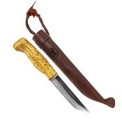 WJ23VISA10 Wood Jewel Finland – Couteau Fixe Scandinave | Lame Acier Carbone | Manche Bouleau | Étui Cuir - Livraison Gratuite 