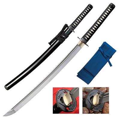 Sabre de Samourai Cold Steel Warrior Series Chisa Katana Carbone 1055 Manche Peau de Raie Etui Bois CS88BCK - Free SHipping