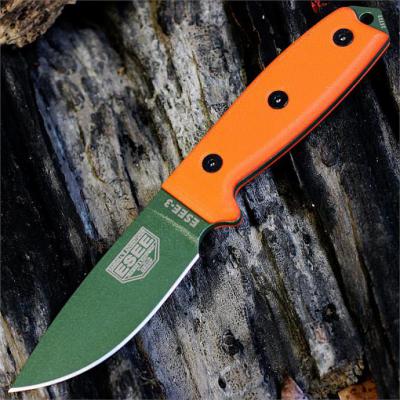 Couteau ESEE Model 3 Acier Carbone 1095 Manche Orange G-10 Made USA NO SHEATH ES3PKOOD - Free Shipping