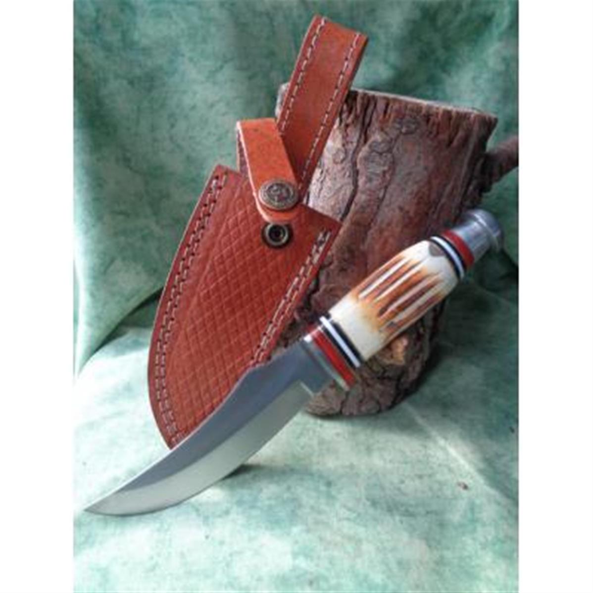Lot De 2 Couteaux Bowie – Lame Fixe Acier – Manche Cuir – Fourreau Inclus – Neufs Sous Blister