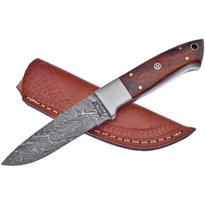 Couteau de Chasse Damas 256 Couches Frost Cutlery Hunter Rosewood Etui Cuir FVFD57RW - Livraison Gratuite