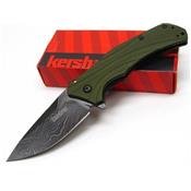 Couteau Damas Kershaw Knockout A/O Green 128 Couches Made USA KS1870OLDAM - Livraison Gratuite